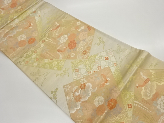 JAPANESE FUKURO OBI / WOVEN FLOWER & BIRD